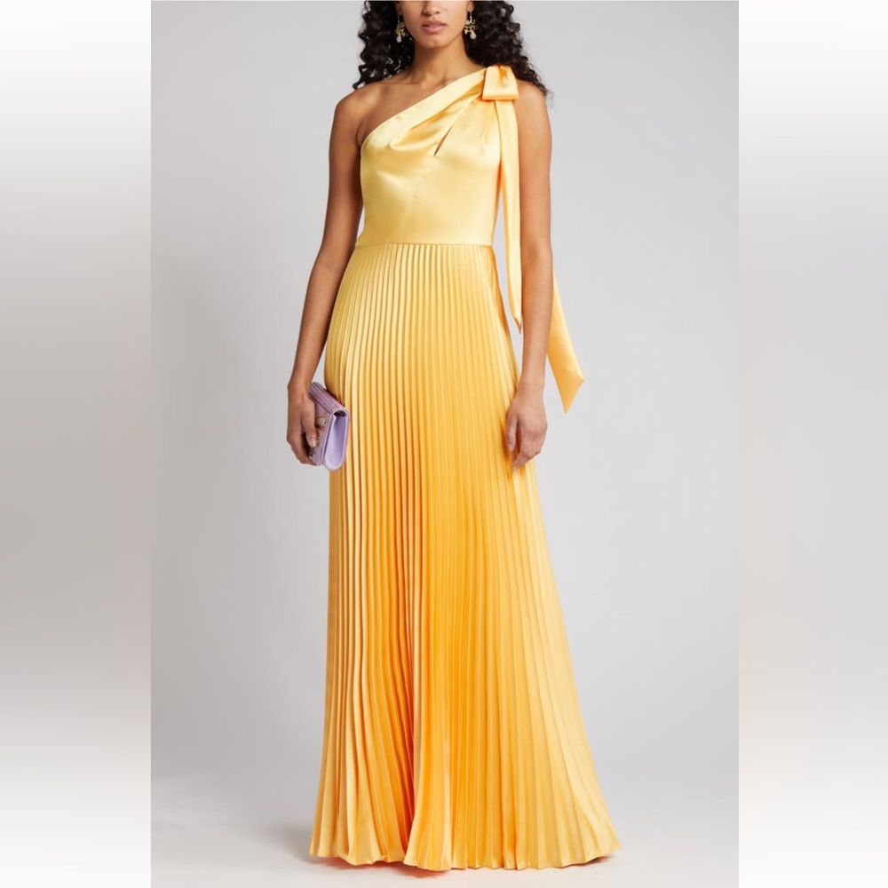 Amsale One Shoulder Yellow Dress